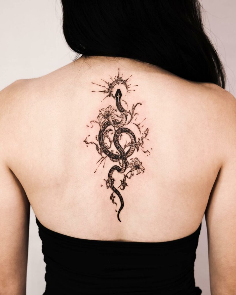 Buy Snake Tattoo and Black and White Flower Online in India  Etsy