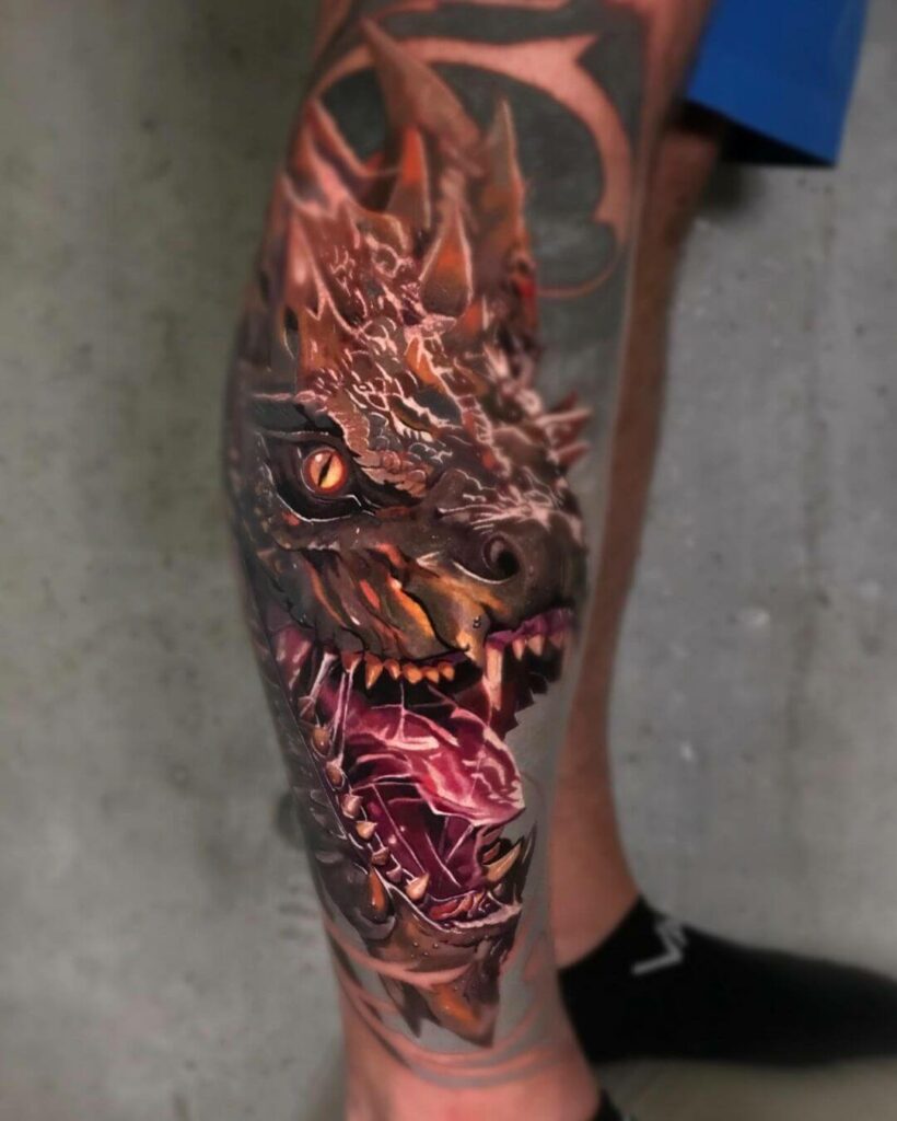 Mythological Red Dragon Tattoo