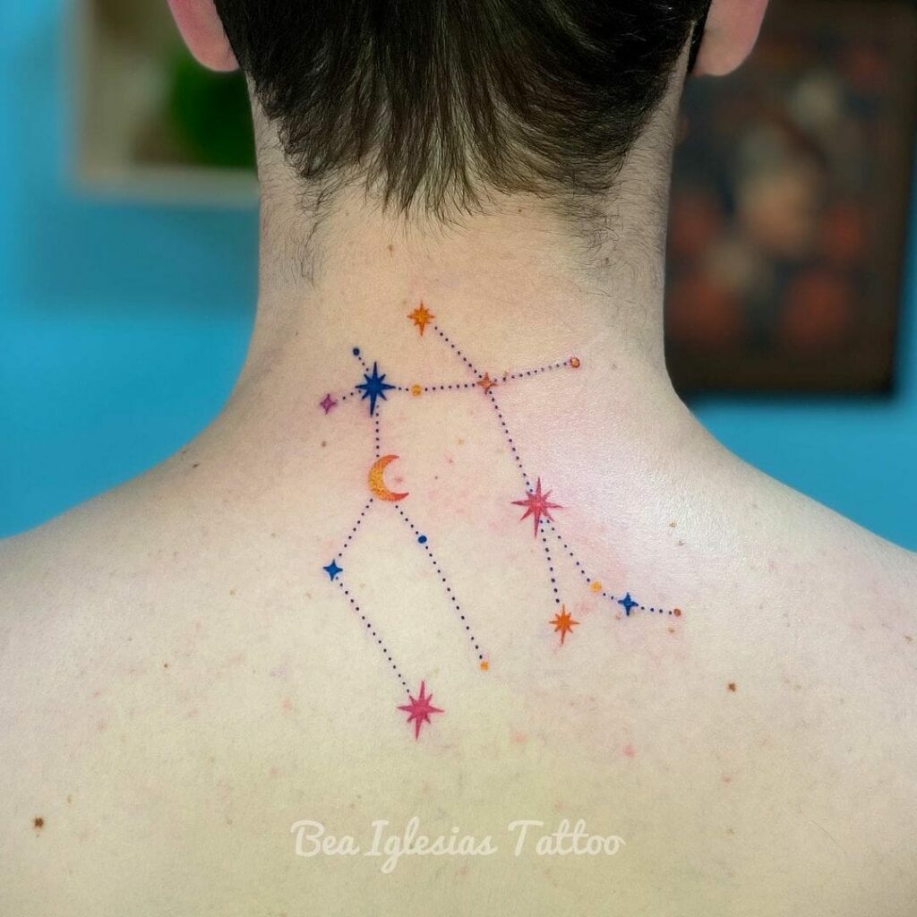 Neck Gemini Constellation Tattoo Design For Men And Women