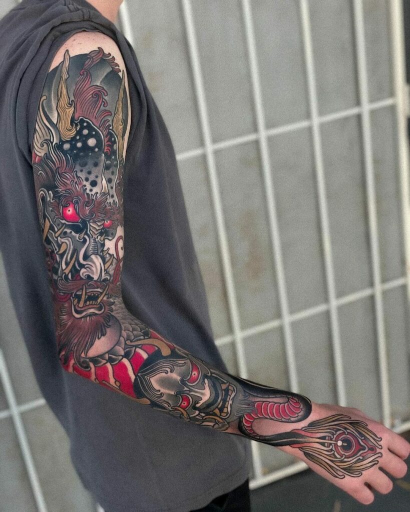 Neo-Traditional Japanese Dragon Tattoo For The Art Lovers