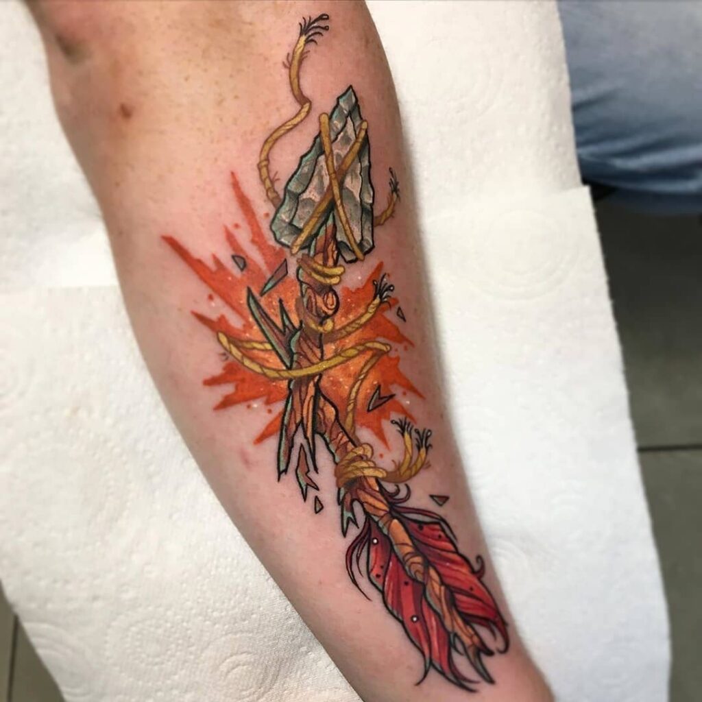 Neotraditional Broken Arrow Tattoo