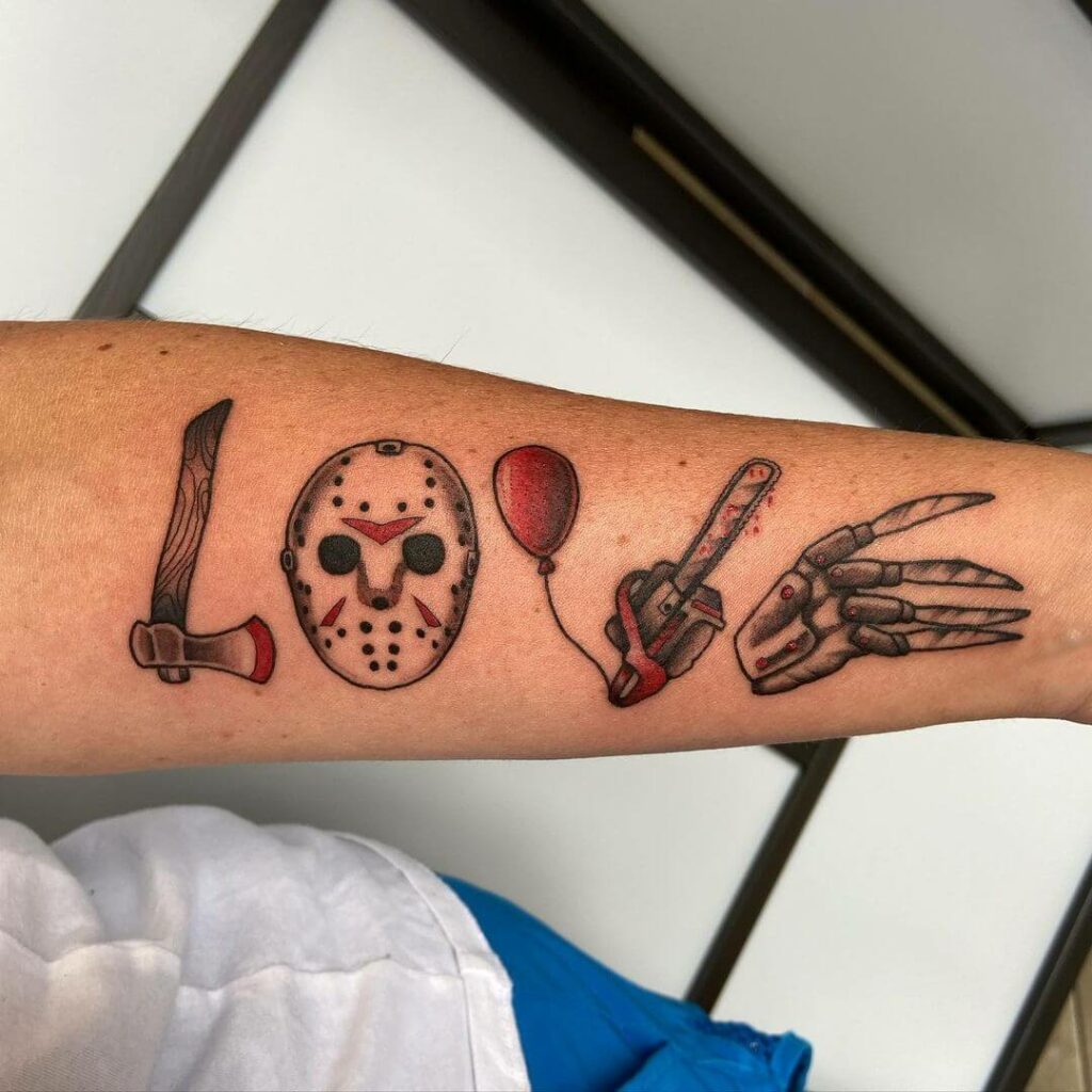 Nightmare On Elm Street With Other Slasher Movies Tattoo