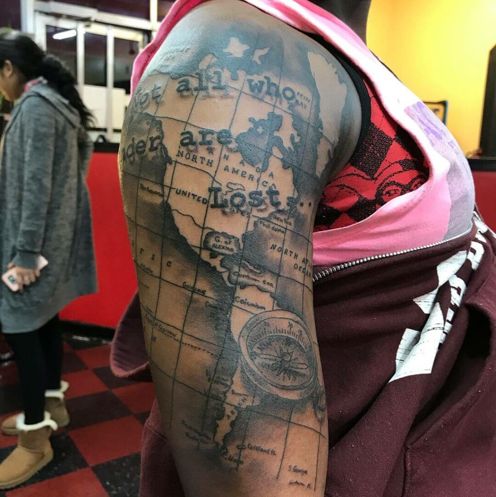 Not All Who Wander Are Lost Tattoo Map