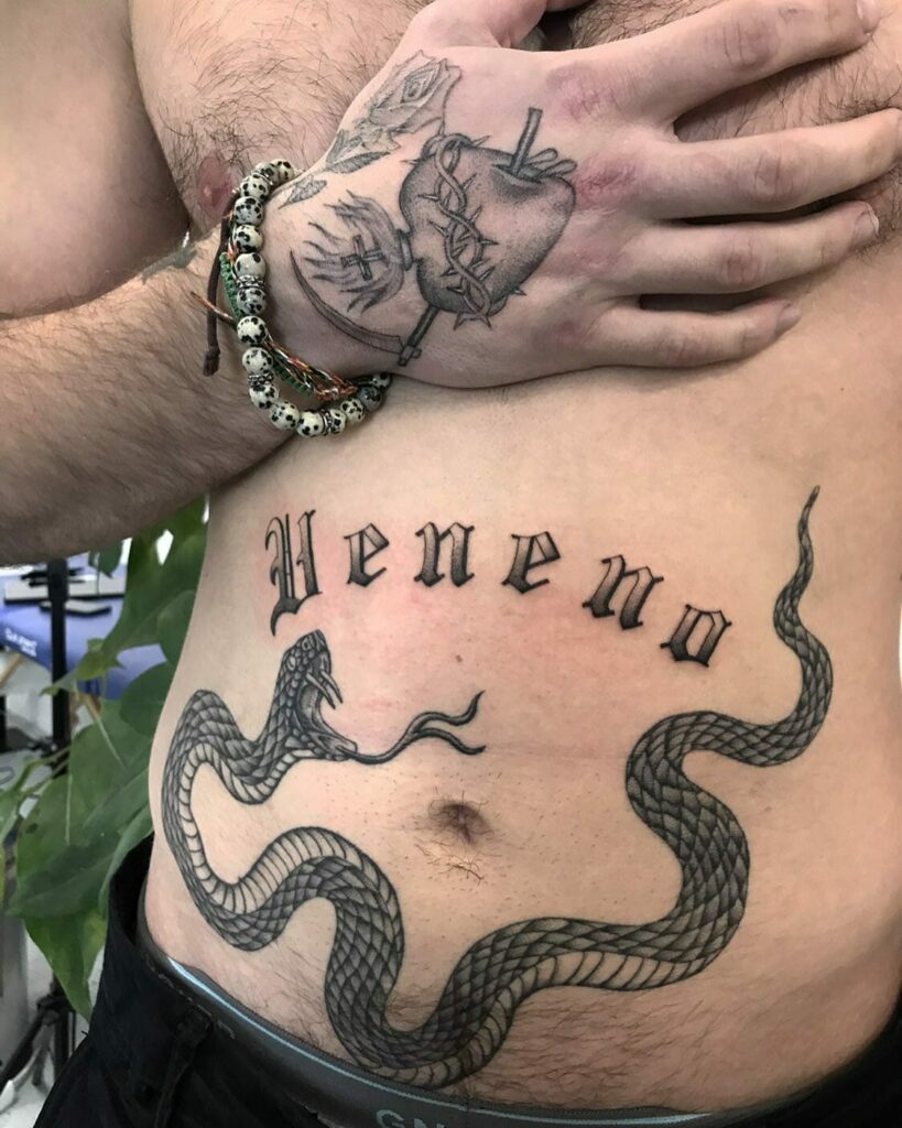 Old English Tattoo Font With Snake