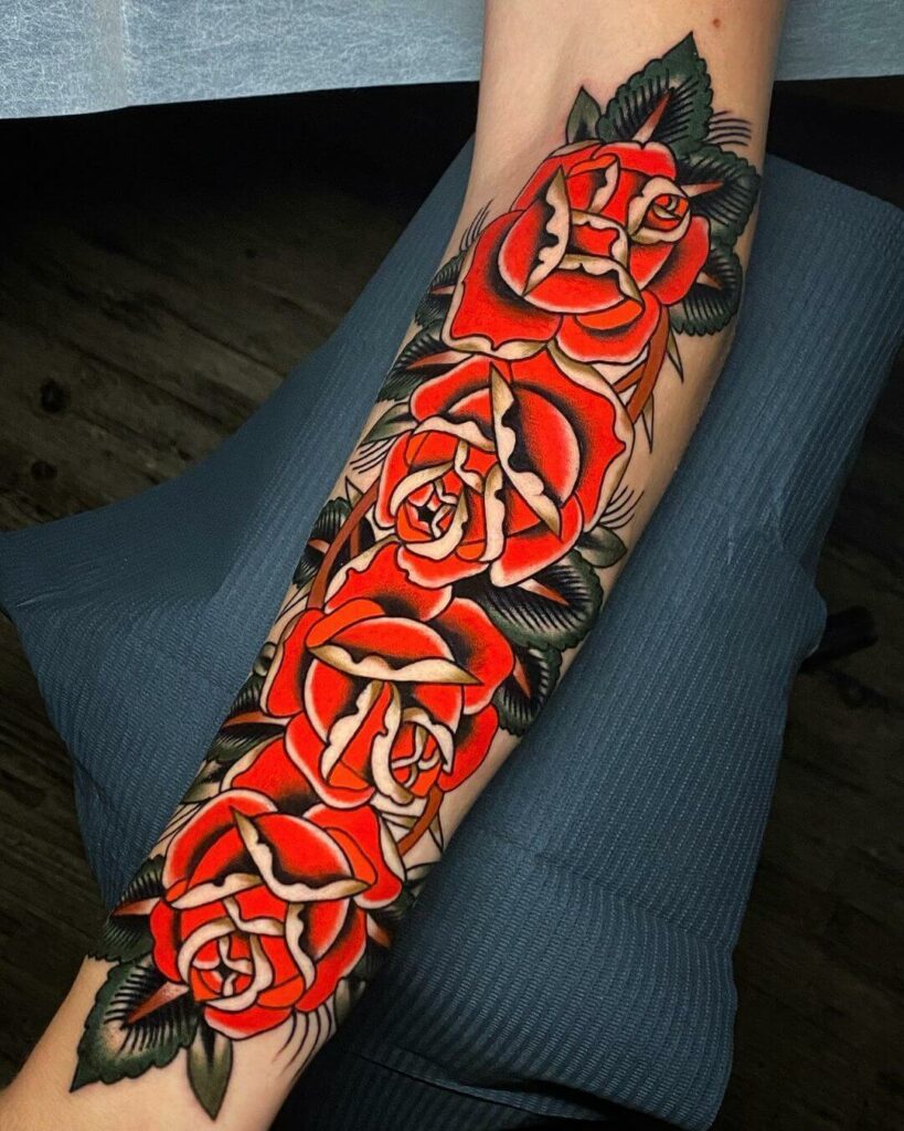 Old School Rose Hand Tattoos 