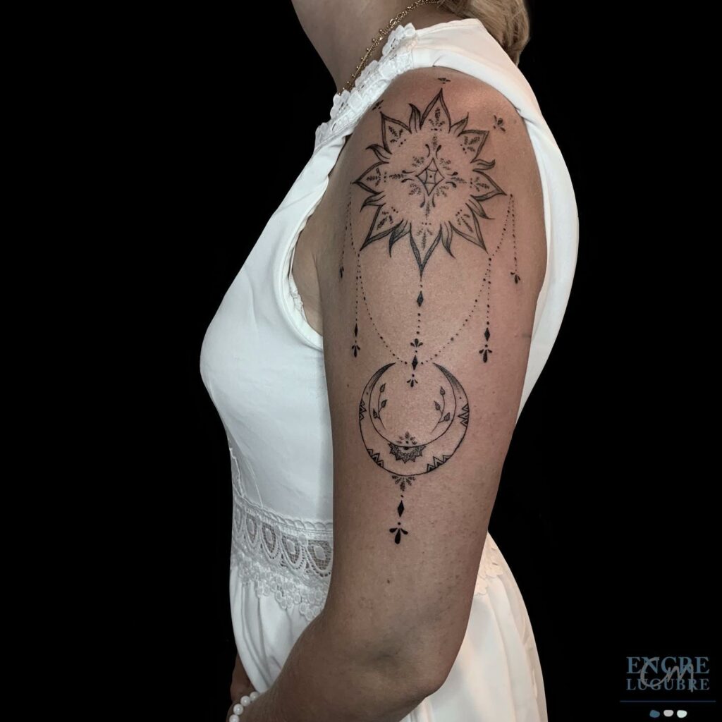 Ornamental Sun And Moon Tattoo