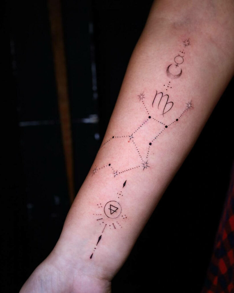 Ornamental Virgo Constellation Tattoo Designs