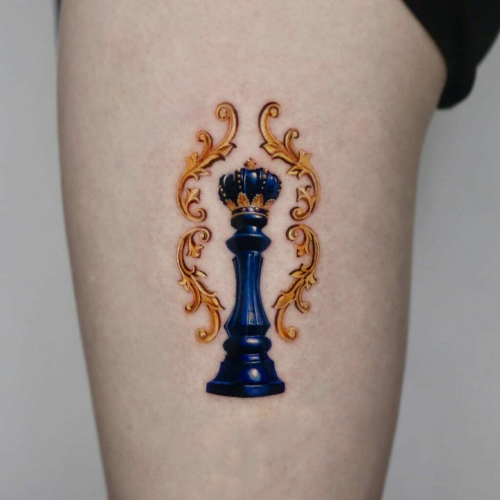 Ornate Queen Chess Piece Tattoo Designs
