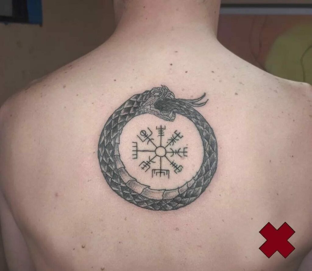 Ouroboros Tattoo With Viking Compass