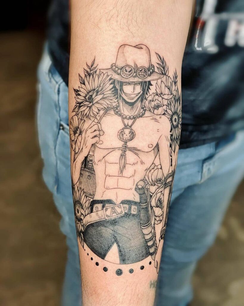 One Piece Ace Tattoo Back