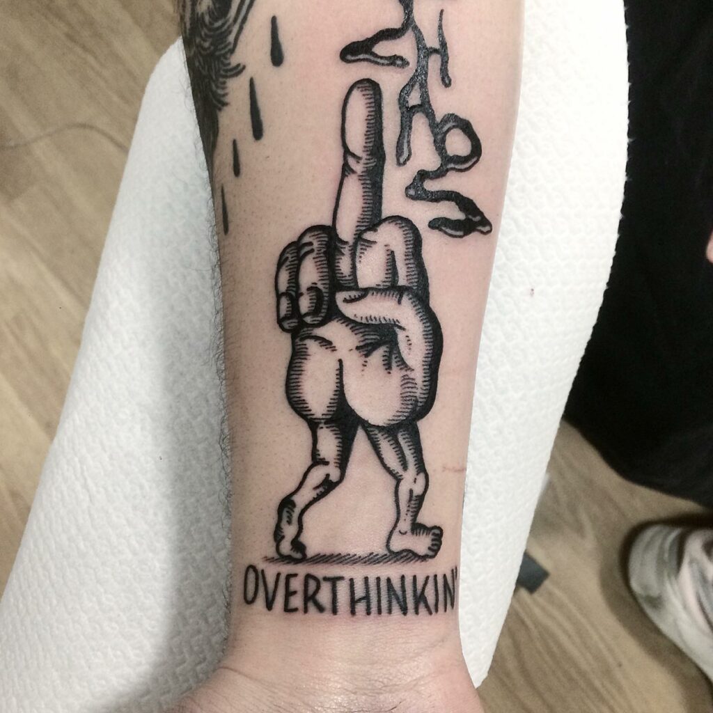 overthinking tattoo  Wrist tattoos for guys Neck tattoo for guys Tattoos  for guys