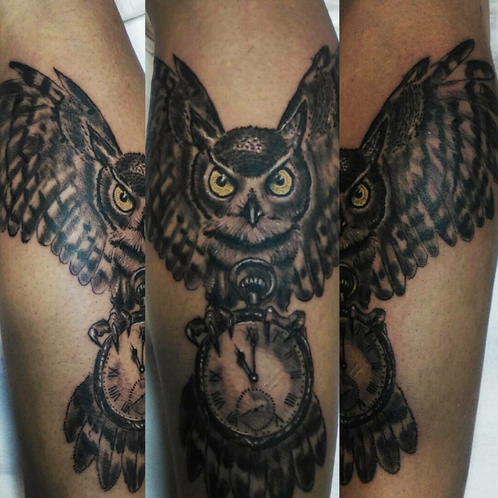 Owl Clock Tattoo