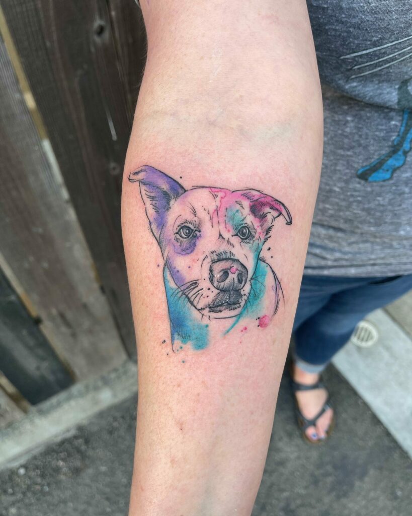 Pet Face Watercolor Tattoo