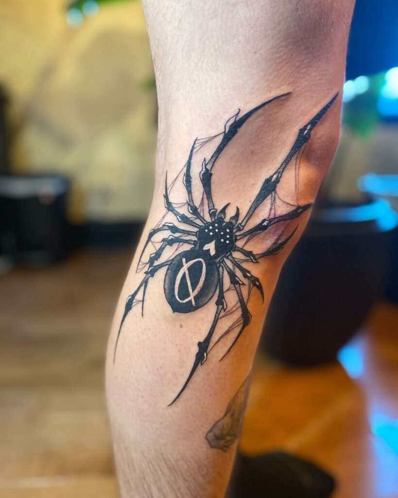 Large Spider Tattoo On Man Chest