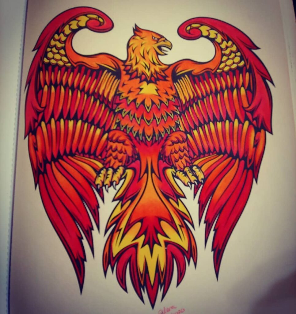 Phoenix Bird Tattoo Art Coloring Pages