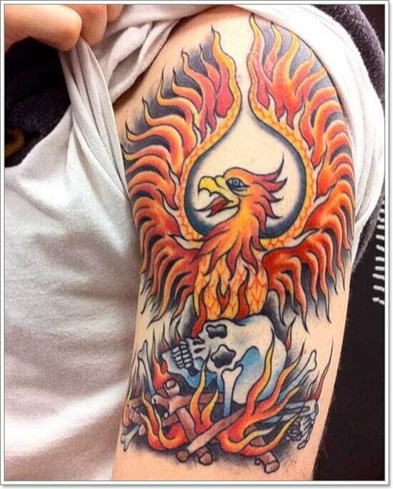 Colorful Phoenix Arm Tattoo