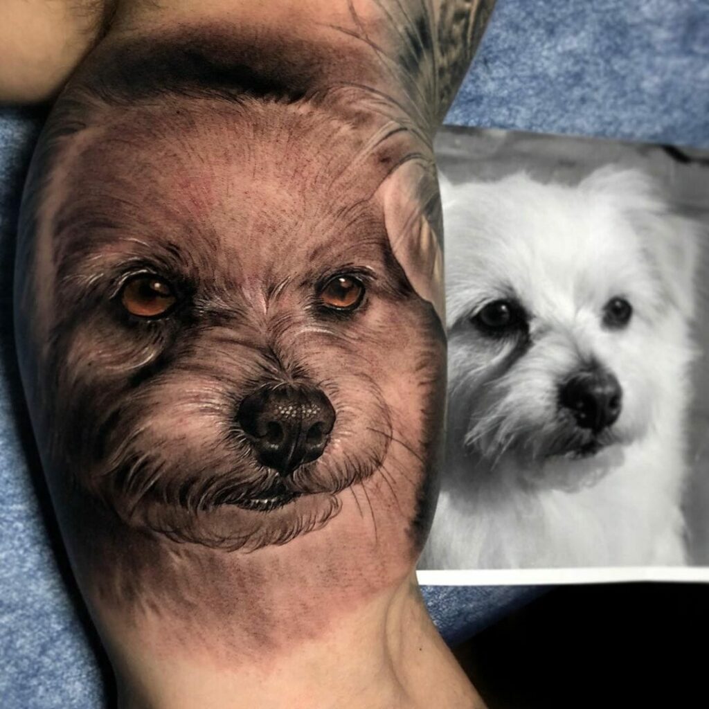 Photo Realism Dog Tattoo for Animal Lovers