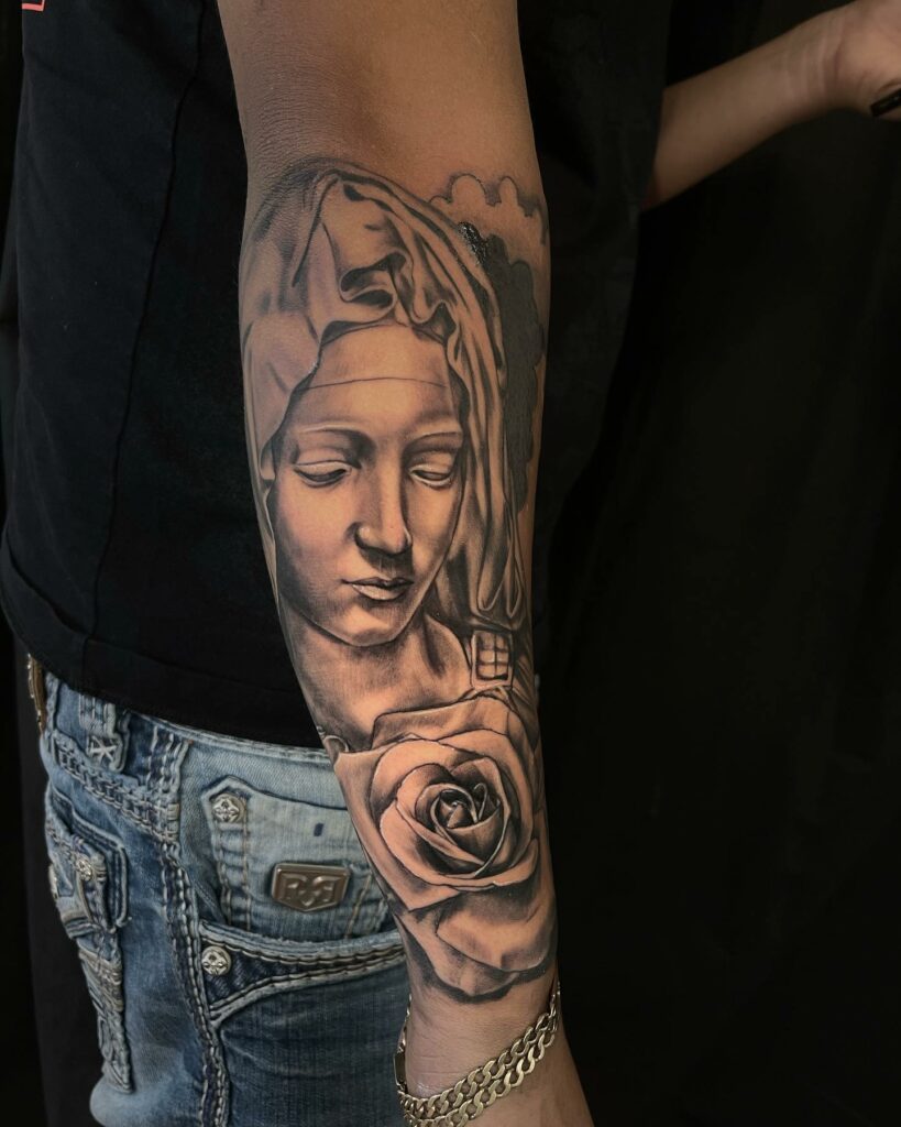 Pieta Inspired Chicano Tattoo