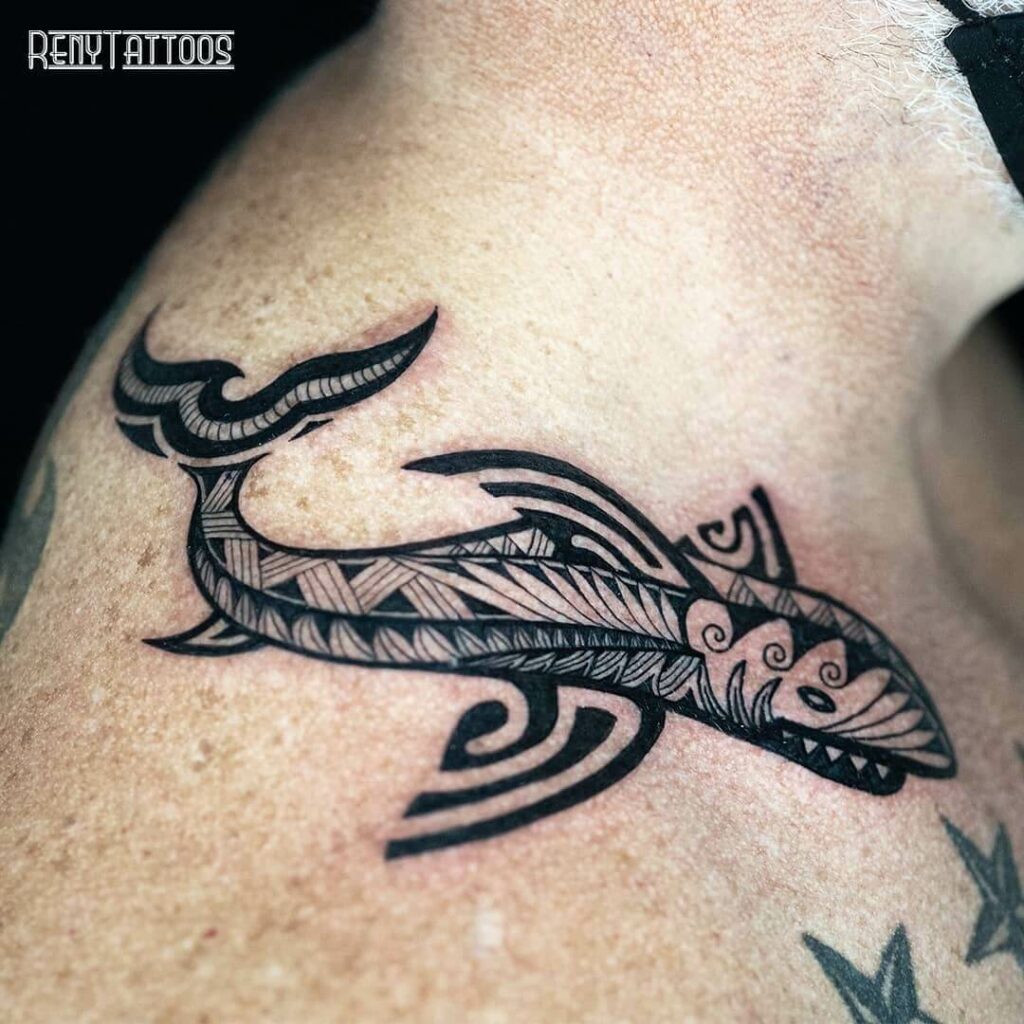 Polynesian Tribal Shark Tattoo