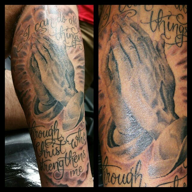 Philippians 413 tattoo located on the chest