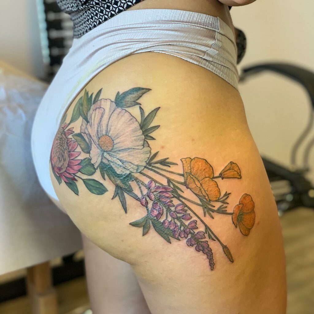 Tattoo of Dreamcatcher Butt Thigh