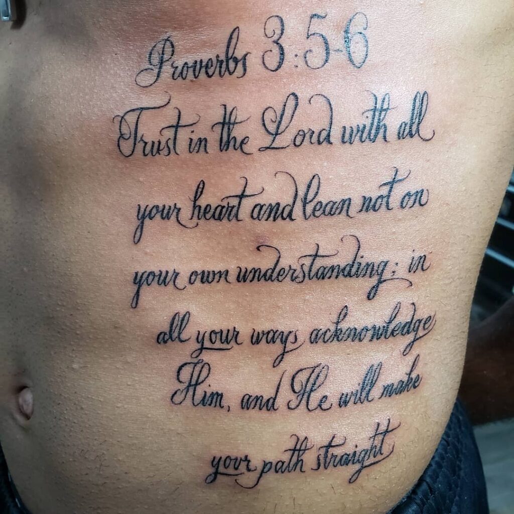 Proverbs 3 5-6 Text Large Tattoo Idea