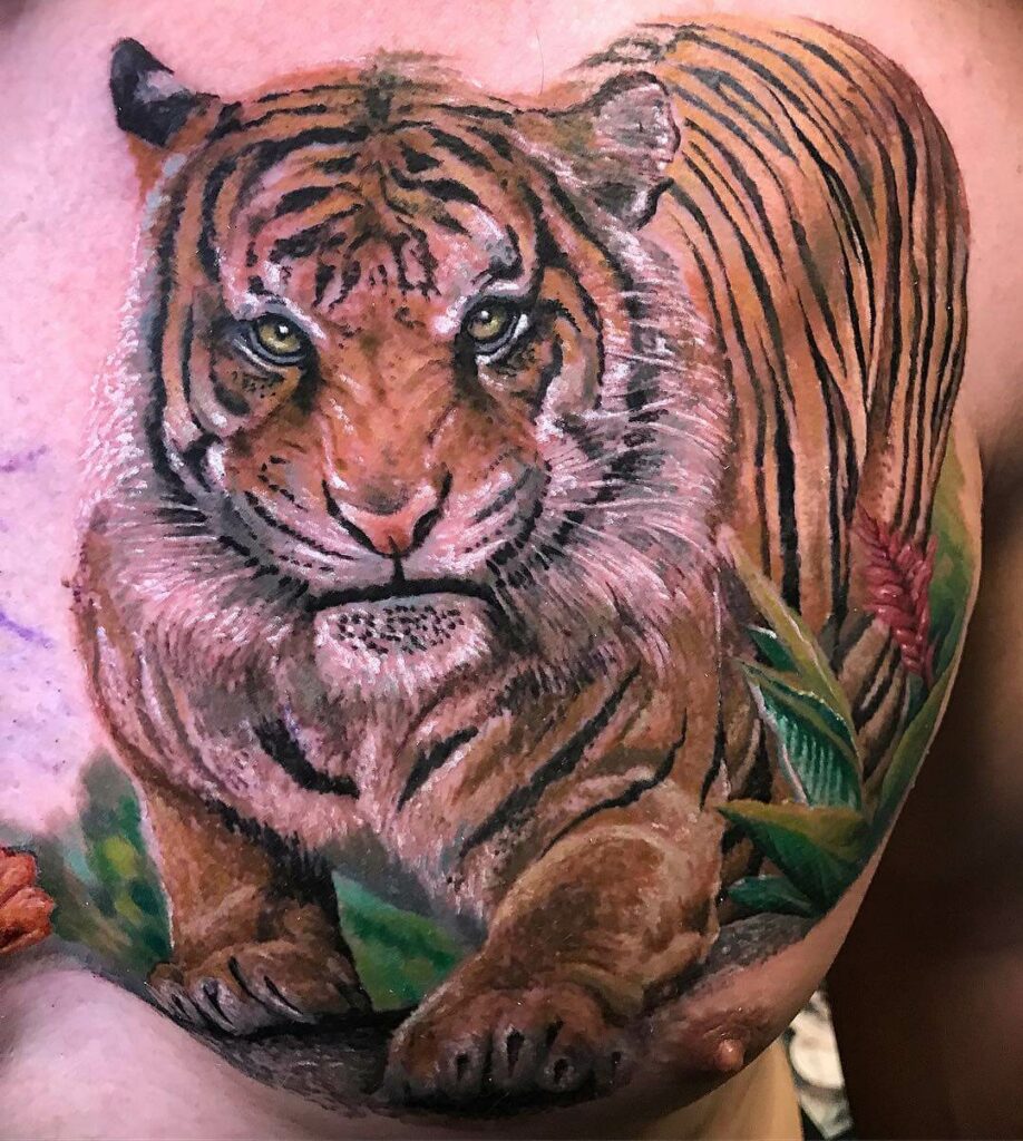 Prowling Chest Tiger Tattoo
