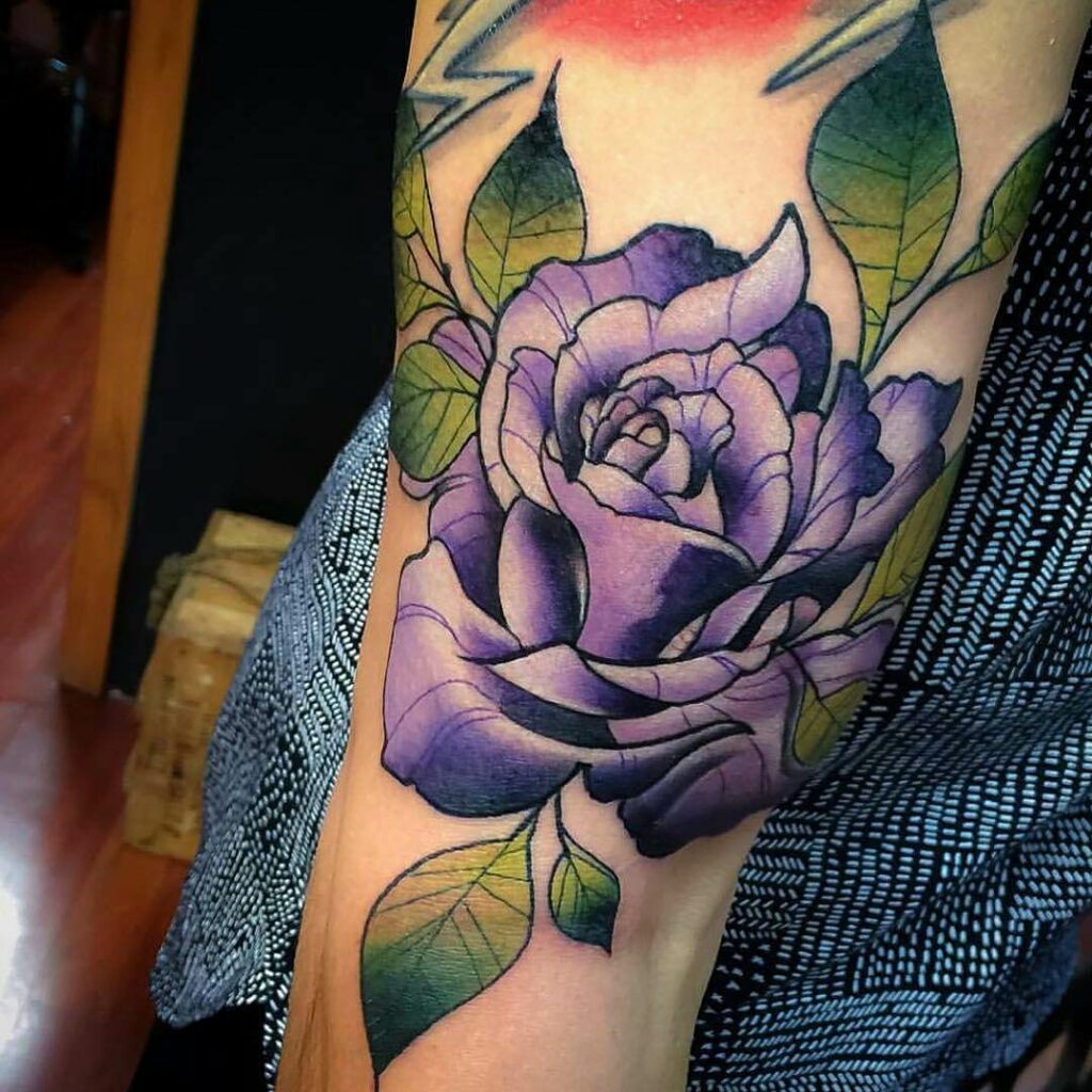 keisha79baby Purple Roses vines lower back tattoo on a person