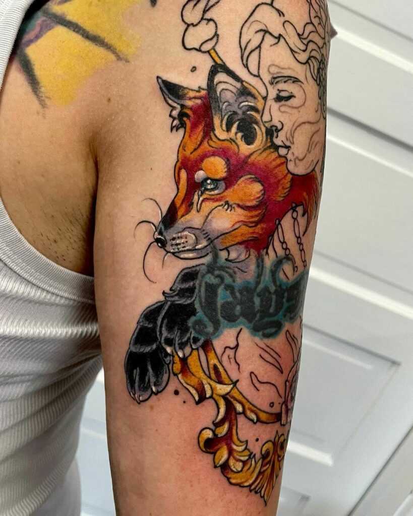 Fox and Lizard Flowers tattoo sleeve  Best Tattoo Ideas Gallery