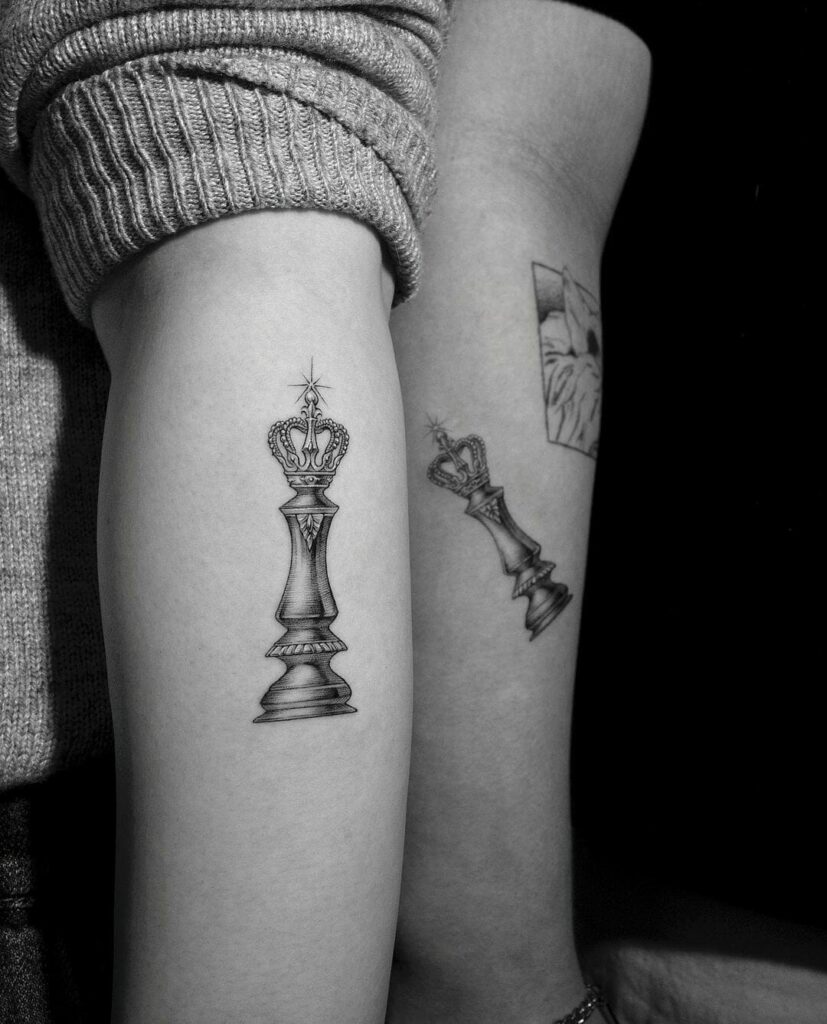 Chess King and Queen Couples Temporary Tattoo