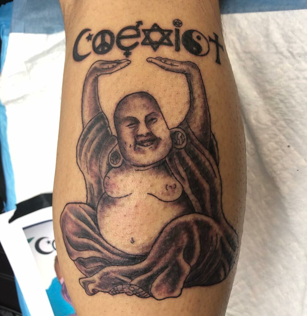 Quirky Buddha-Themed Diversity Tattoo