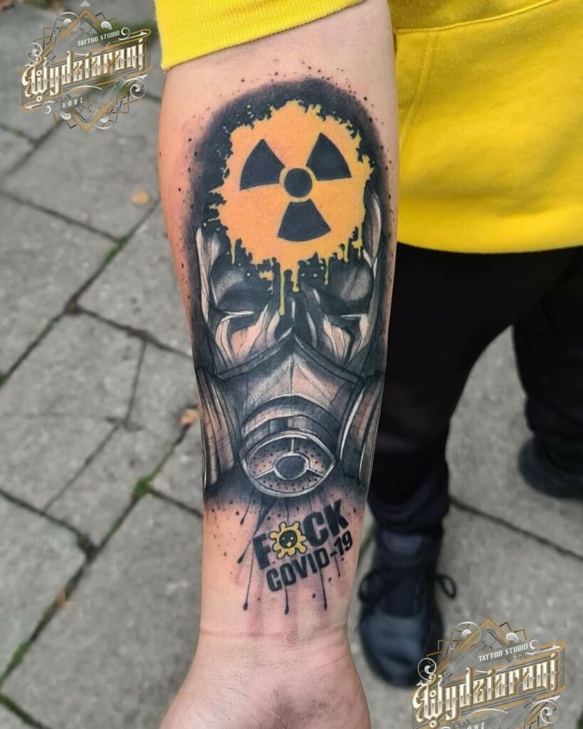 Radioactive Style Full Sleeve Tattoo Design