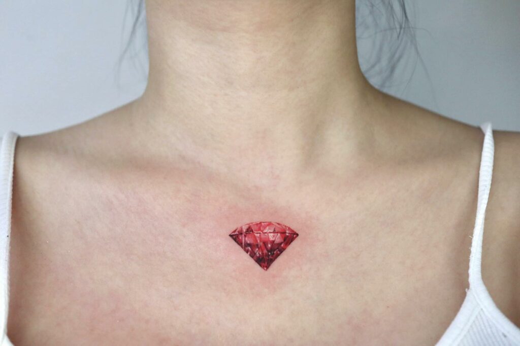 Realistic Diamond Tattoos On The Chest ideas