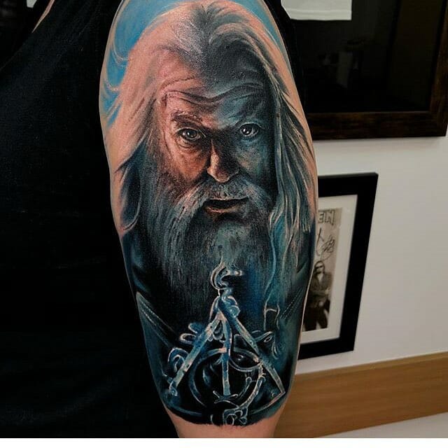 Realistic Dumbledore Arm Tattoo