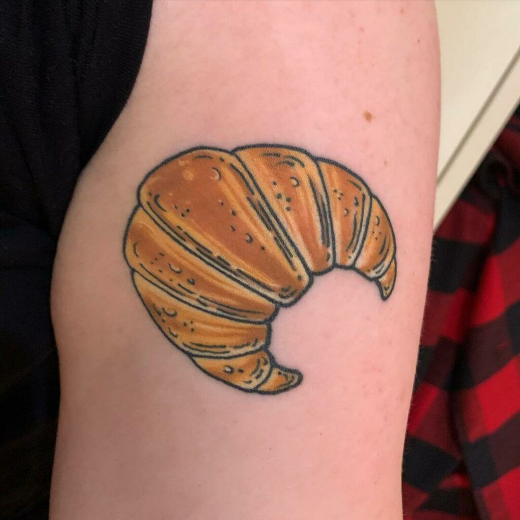 Realistic Freshly Baked Croissant Tattoo