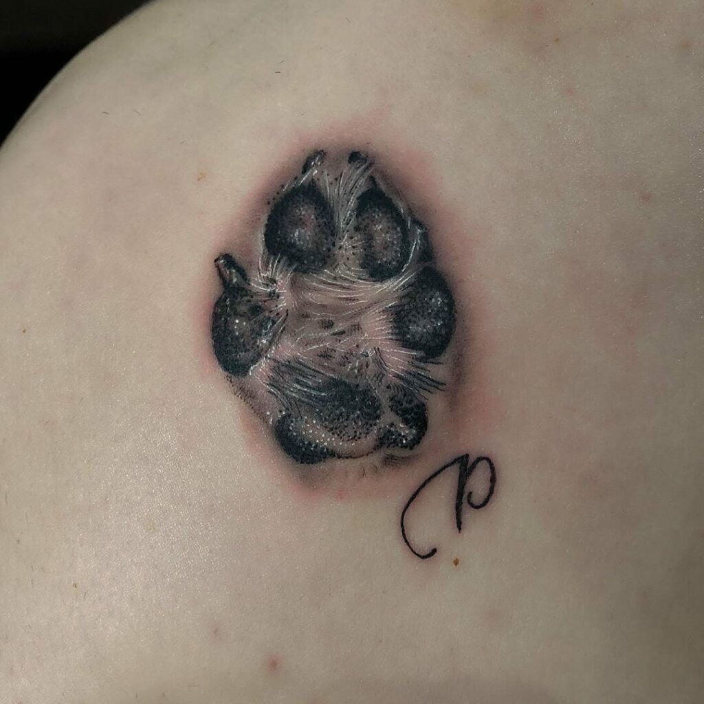 Realistic Paw Print Pet Memorial Tattoos