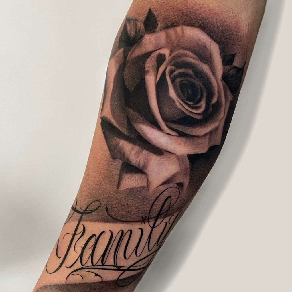 Realistic Rose Tattoo Stencil For Forearm