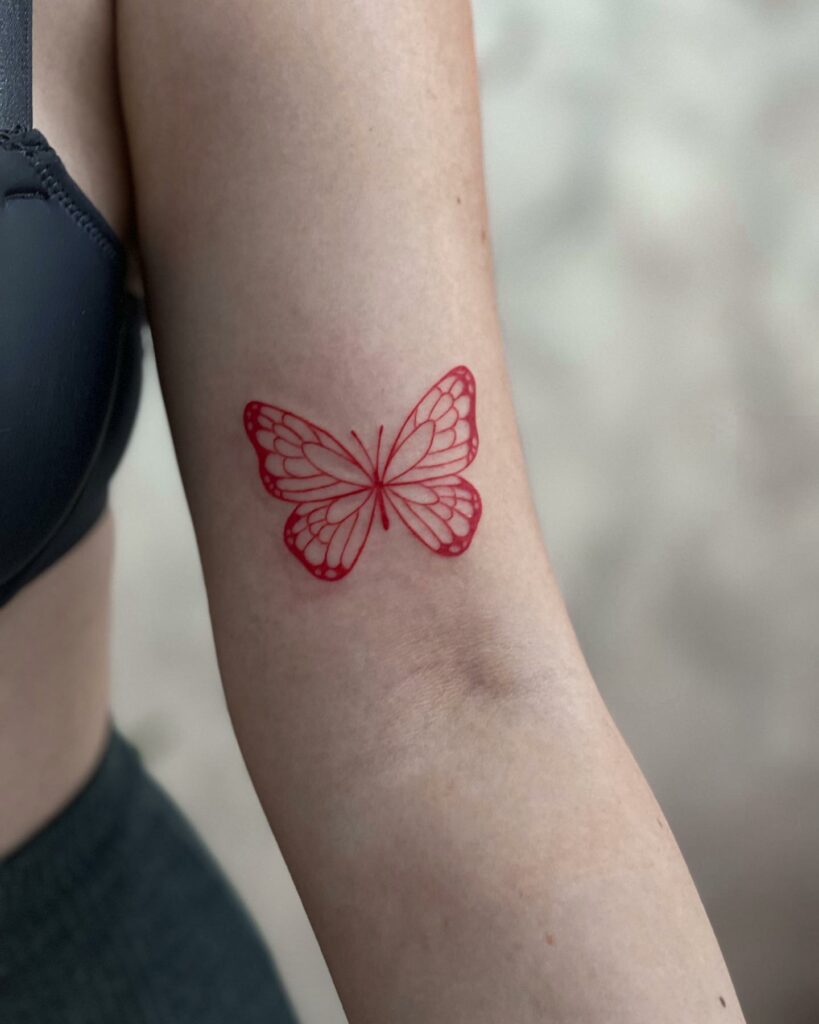 Red Butterfly Sketch Tattoo