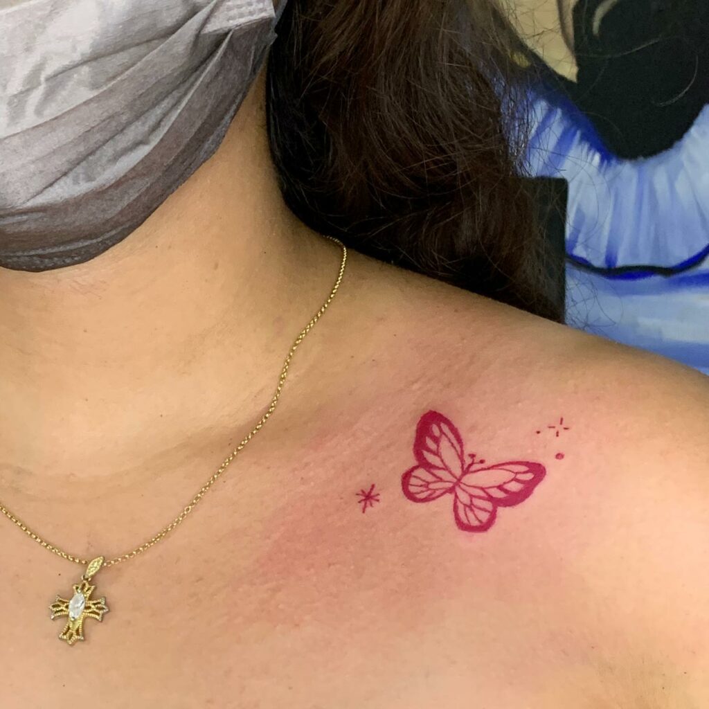 Red Butterfly Sketch Tattoo