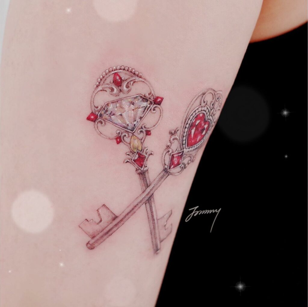 Red Heart Key Tattoos