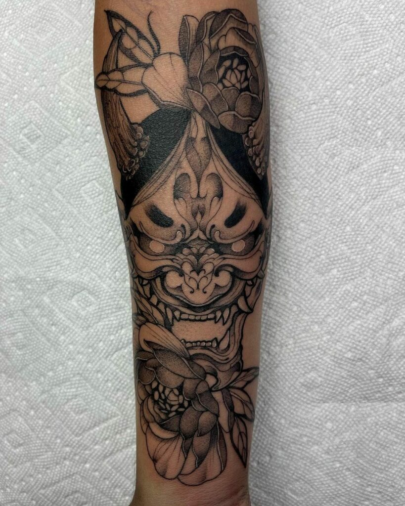 Religious Japanese Forearm Sleeve Tattoo