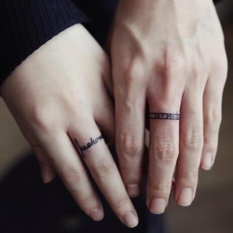 Ring Initial Tattoo on Finger for Him and Her