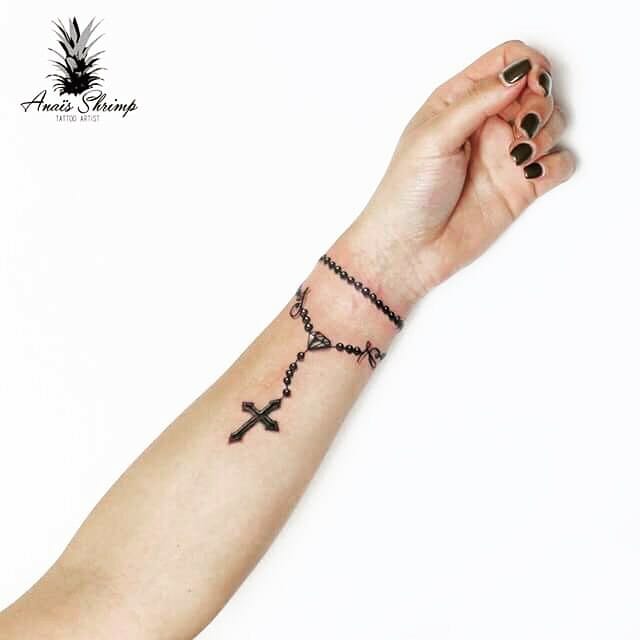Bracelet Tattoo with a Cross  Tattoo bracelet Ankle bracelet tattoo Wrist  bracelet tattoo