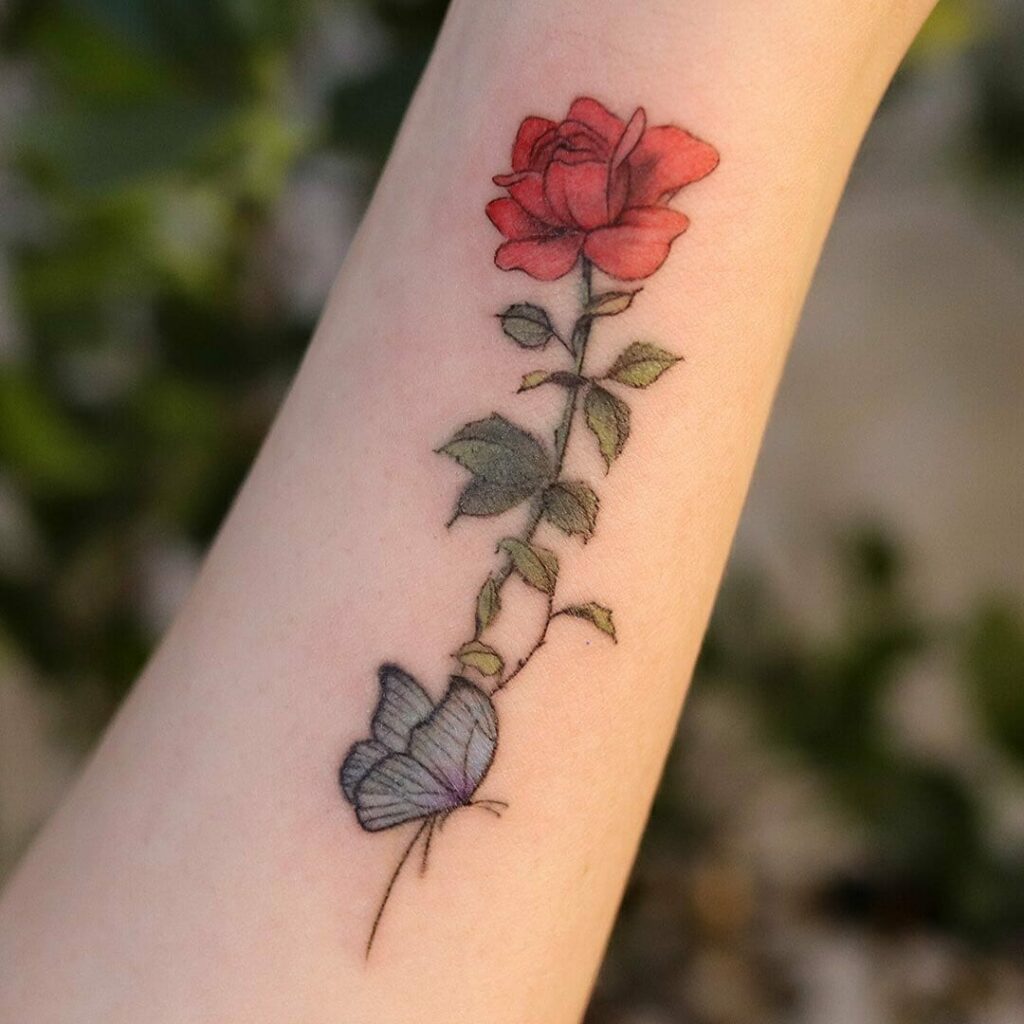 Rose Birth Flower Tattoo