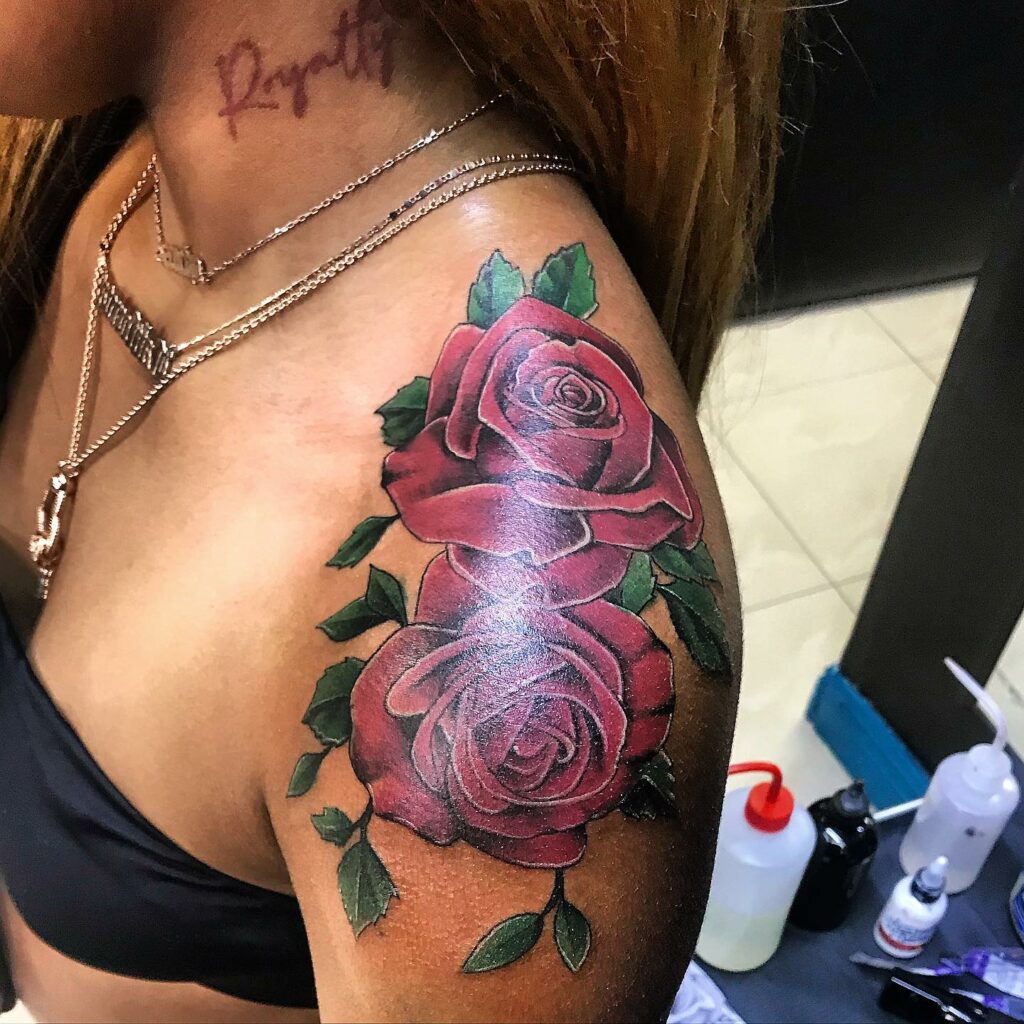 Rose On Shoulder Tattoo