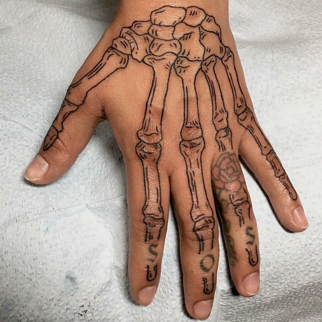 Skeleton Hand Outline Tattoo