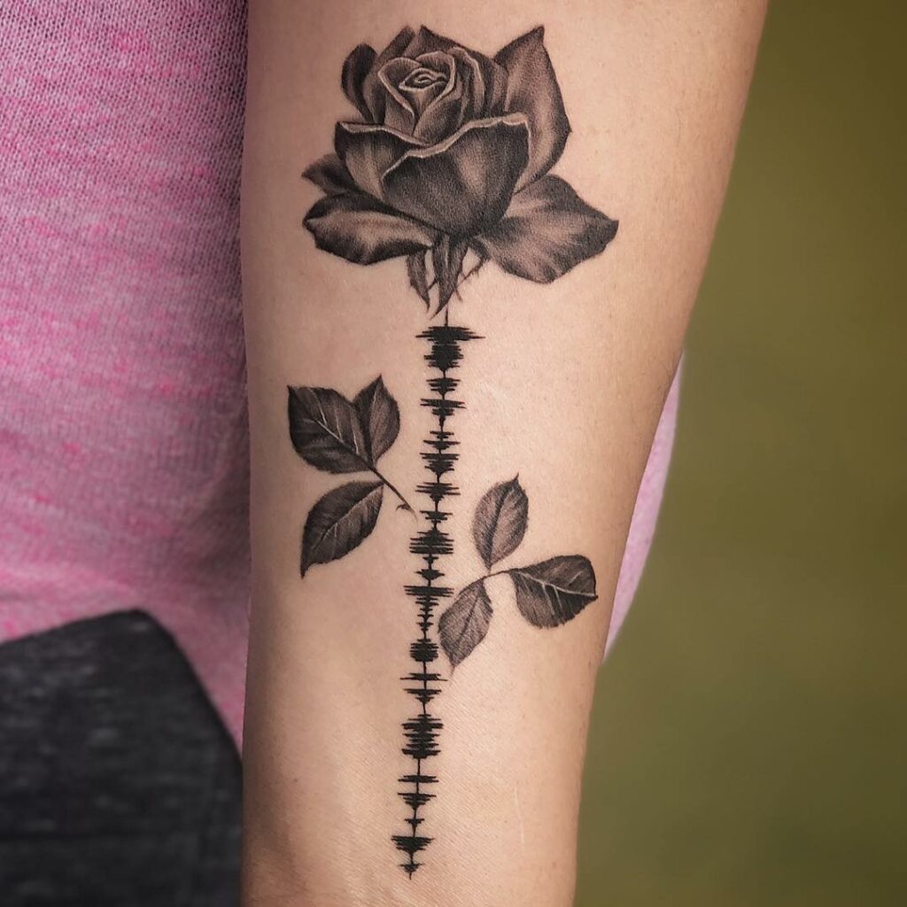 Rose Soundwave Tattoo