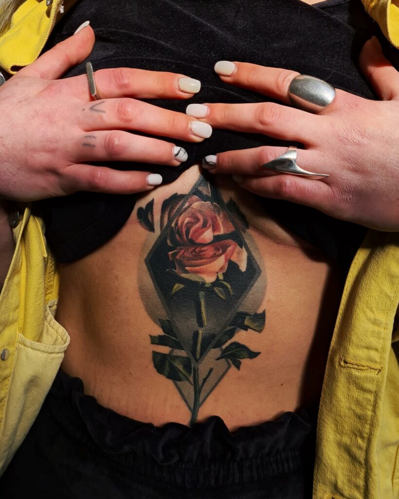 Rose Tattoo Stencil For Ribs