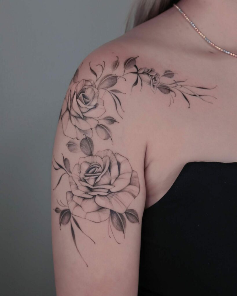 rose tattoo upper arm