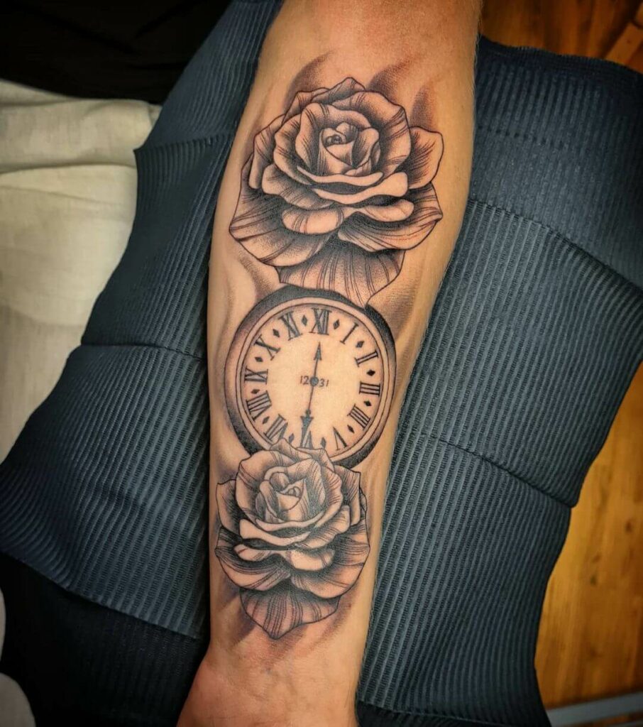 Details 84 clock and rose tattoo stencil  thtantai2